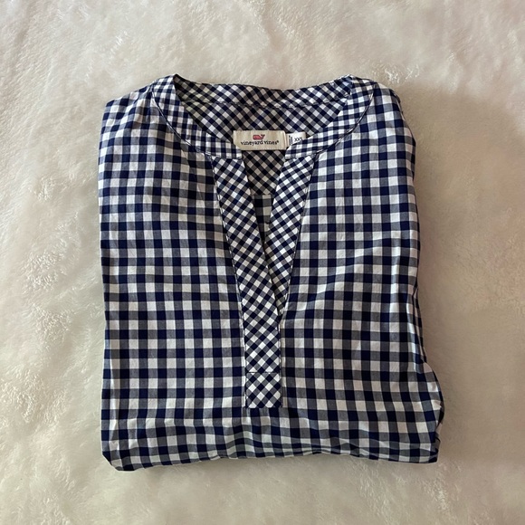 Vineyard Vines gingham tie sleeve top - Picture 10 of 14